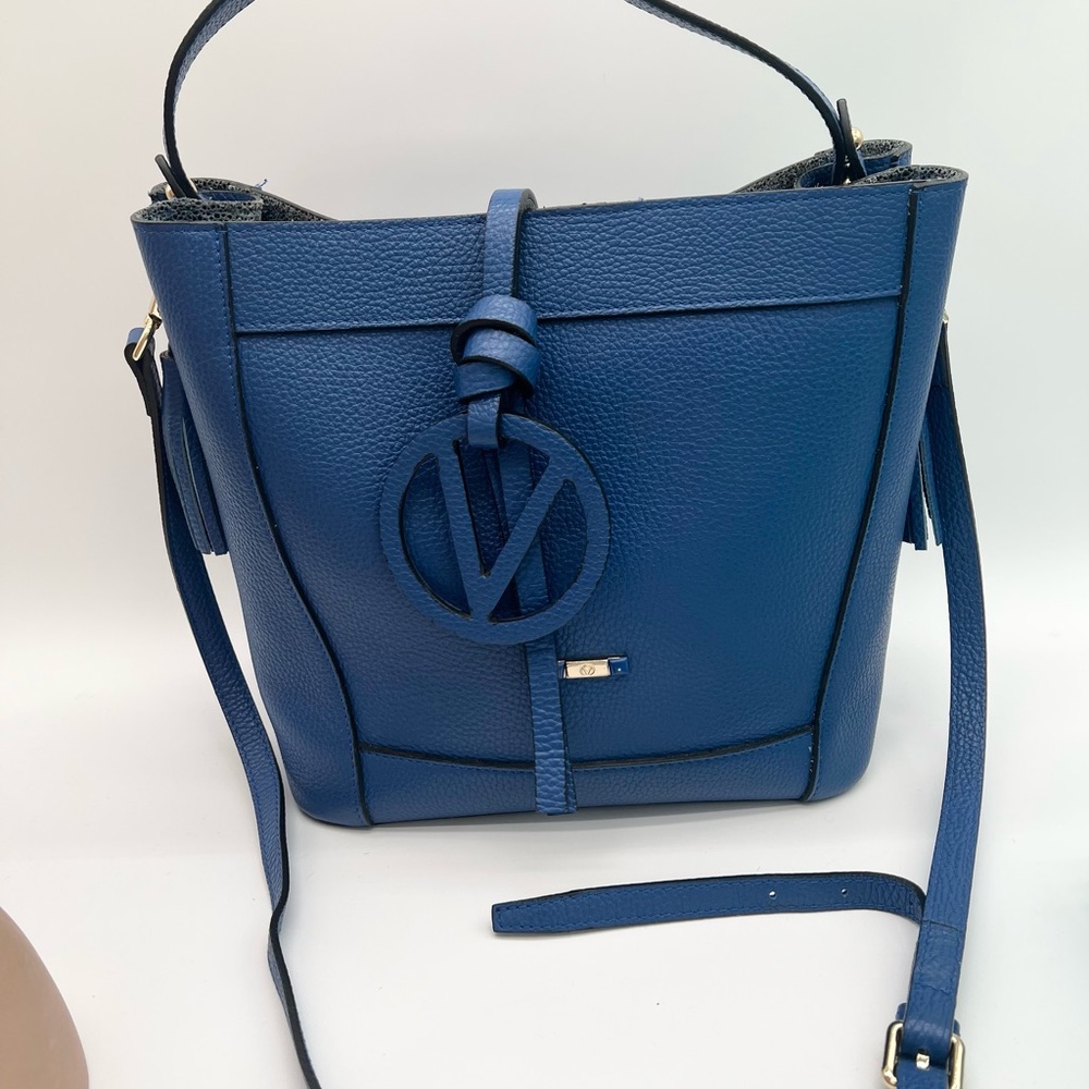 🔴🆑Authentic VALENTINO Blue / Navy Leather Tote Bag / Crossbody 🆑🔴 - Picture 3 of 10